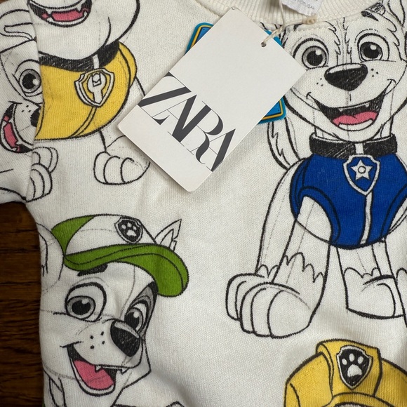 NWT Zara Kids Paw Patrol Multicolor Cartoon Character Sweatshirt Size 3-6 Months - Picture 4 of 12